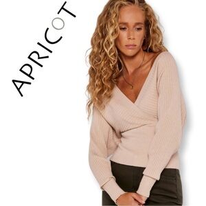 Apricot Bar Back Batwing Jumper ribbed sweater top in stone Sz XS